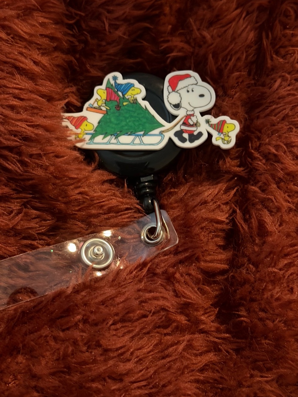 Snoopy Holiday Badge Reel with Black Retractable Reel